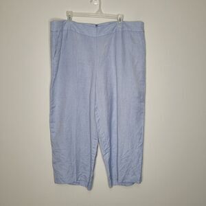 LOFT light blue wide leg high waisted linen blend casual summer pants size 18